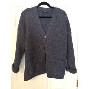 Well Worn‎ Woman's  Cardigan Sweater XL Heather Blue Button front pockets wool